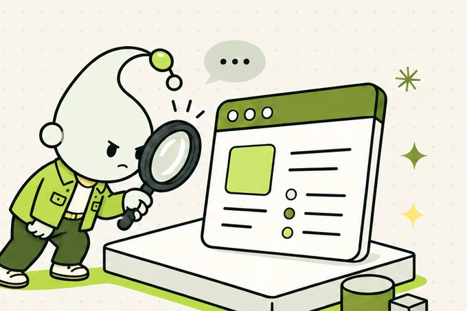 The green helper carefully inspecting a browser settings panel.