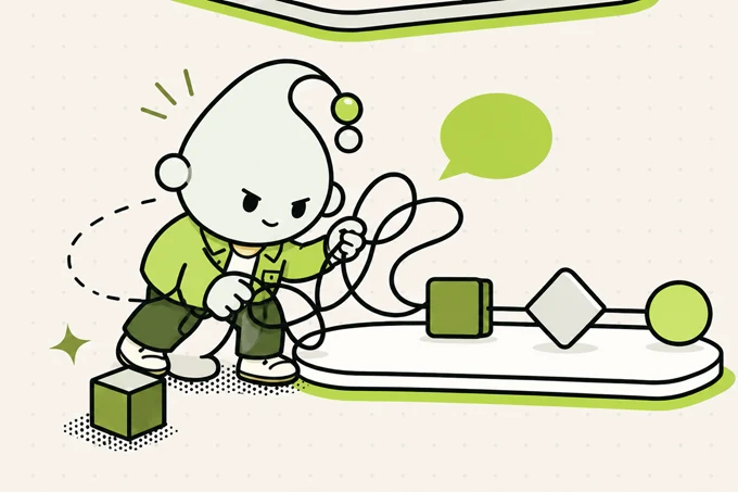 The green helper untangling a complicated workflow.